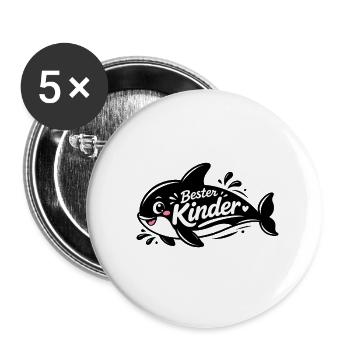 Bester Kinder Stil Hai - Buttons groß 56 mm (5er Pack) - Weiß - Vorne