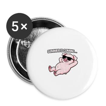 Summer Pig Relax with sunglasses - Buttons large 2.2''/56 mm (5-pack) - white - Front