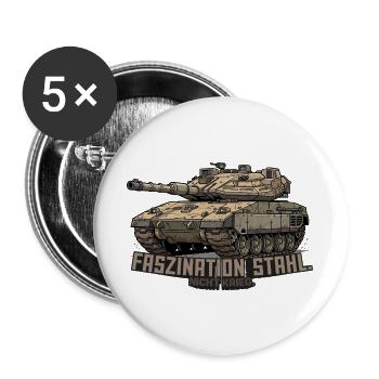 Merkava Panzer – Faszination Stahl. Nicht Krieg. - Buttons groß 56 mm (5er Pack) - Weiß - Vorne