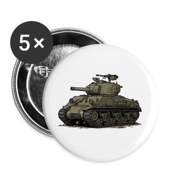 Sherman Tank Cartoon Illustration | RCCX - Buttons large 2.2''/56 mm (5-pack) - white - Front