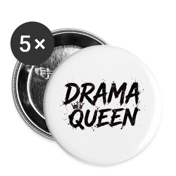 Reine du drame avec couronne - Lot de 5 grands badges (56 mm) - blanc - Devant
