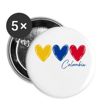 T-shirt Colombie Cœurs Drapeau Fierté - Lot de 5 grands badges (56 mm) - blanc - Devant