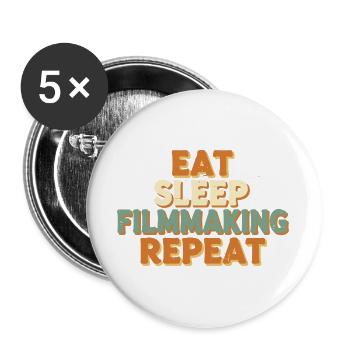 Manger Sommeil Répéter le cinéma - Lot de 5 grands badges (56 mm) - blanc - Devant