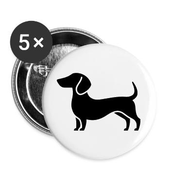 Dackel - Buttons groß 56 mm (5er Pack) - Weiß - Vorne