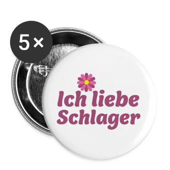 Schlager-Sticker: Musik & Blume Design - Buttons groß 56 mm (5er Pack) - Weiß - Vorne