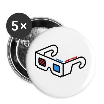 Vision Différente Abstract Logo Lunette 3D - Lot de 5 grands badges (56 mm) - blanc - Devant
