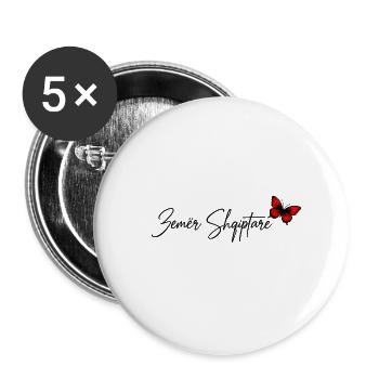 Zemër Shqiptare – Albanisches Herz - Buttons groß 56 mm (5er Pack) - Weiß - Vorne