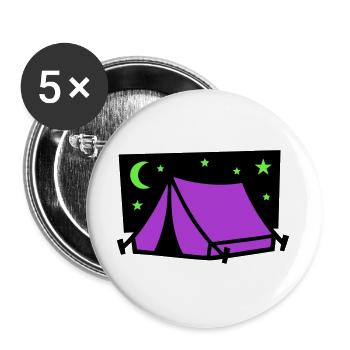 Camping Zelt Sterne Grafik - Buttons groß 56 mm (5er Pack) - Weiß - Vorne