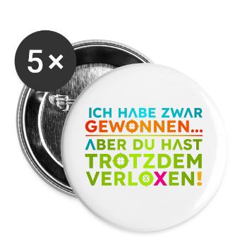 Gewonnen-Verloren  - Buttons groß 56 mm (5er Pack) - Weiß - Vorne