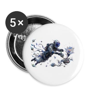 Astronaute floral en vol aquarelle - Lot de 5 grands badges (56 mm) - blanc - Devant
