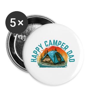 GLÜCKLICHER CAMPER-PAPA - Buttons groß 56 mm (5er Pack) - Weiß - Vorne