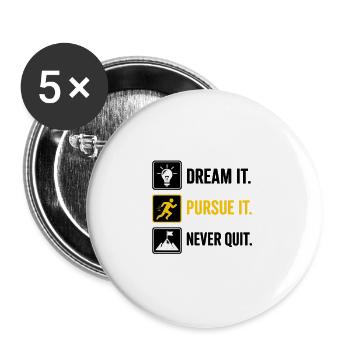 Verfolgt es: Run Think Rise - Buttons groß 56 mm (5er Pack) - Weiß - Vorne