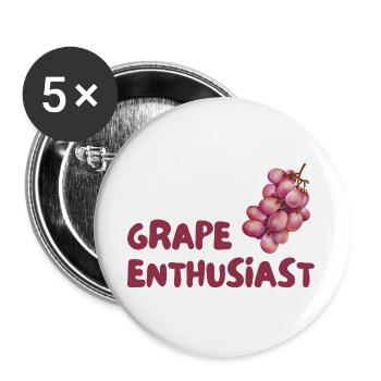 Traubenliebhaber Grapes Enthusiast - Buttons groß 56 mm (5er Pack) - Weiß - Vorne
