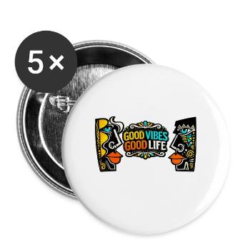 Good Zeiten Good Life Kunst Print - Buttons groß 56 mm (5er Pack) - Weiß - Vorne