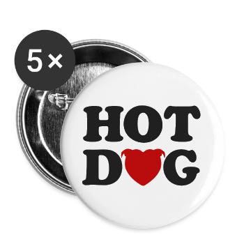 Herzkopf-Hotdog - 031 - Buttons groß 56 mm (5er Pack) - Weiß - Vorne