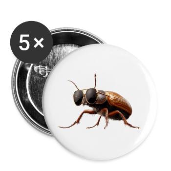 Chatte-coq, Mignon scarabée cerf, Scarabée rhinocéros, Insectes - Lot de 5 grands badges (56 mm) - blanc - Devant