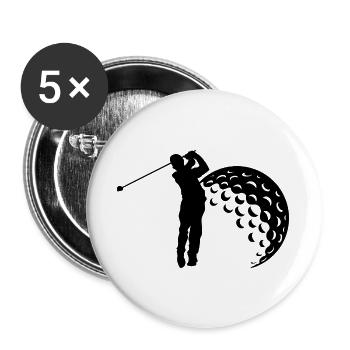 Golf Schwung Silhouette - Buttons groß 56 mm (5er Pack) - Weiß - Vorne