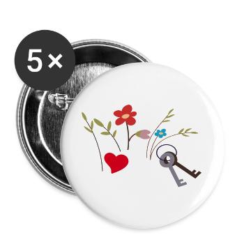 Zu Hause - Buttons groß 56 mm (5er Pack) - Weiß - Vorne