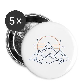 Berglandschaft mit Sonne - Buttons groß 56 mm (5er Pack) - Weiß - Vorne