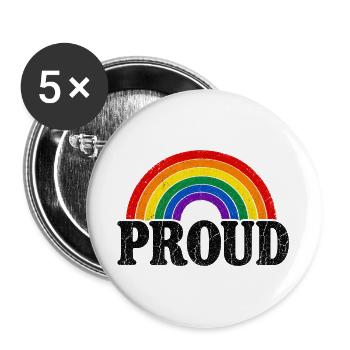 Proud Rainbow Vintage Cap Shirt Coussin Autocollant - Lot de 5 grands badges (56 mm) - blanc - Devant
