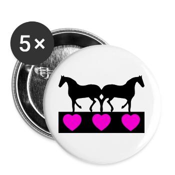 Pferde - Buttons groß 56 mm (5er Pack) - Weiß - Vorne