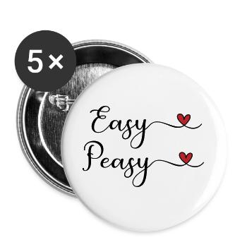 Easy Peasy Heart - Buttons large 2.2''/56 mm (5-pack) - white - Front