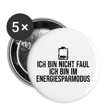 Energiesparmodus An Shirt | Lustiges Geschenk - Buttons groß 56 mm (5er Pack) - Weiß - Vorne
