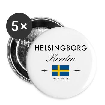 Helsingborg Sweden Coordinates Travel Souvenir - Buttons large 2.2''/56 mm (5-pack) - white - Front