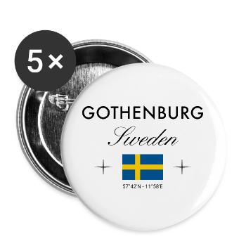 Gothenburg Sweden Coordinates Travel Souvenir - Buttons large 2.2''/56 mm (5-pack) - white - Front
