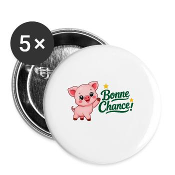Piwi le cochon - Lot de 5 grands badges (56 mm) - blanc - Devant