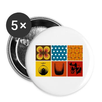 Retro - Buttons large 2.2''/56 mm (5-pack) - white - Front