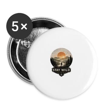 Stay Wild – Into the Wild | Vintage Outdoor - Buttons large 2.2''/56 mm (5-pack) - white - Front