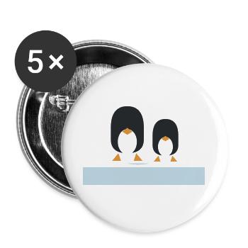 Geometric Black Penguins Duo - Buttons large 2.2''/56 mm (5-pack) - white - Front