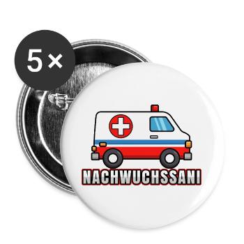 Nachwuchssani Sanitäter Rettungsdienst Krankenwage - Buttons groß 56 mm (5er Pack) - Weiß - Vorne