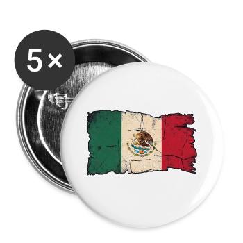 Drapeau mexicain - Lot de 5 grands badges (56 mm) - blanc - Devant