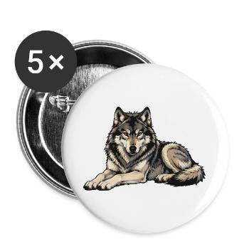 Wolf Wildlife - Buttons large 2.2''/56 mm (5-pack) - white - Front