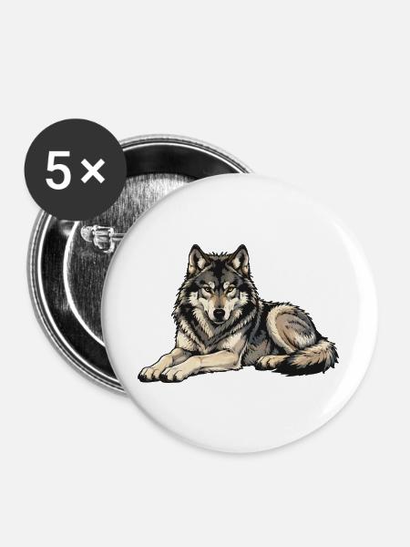 wolf-wildlife - Buttons groß 56 mm (5er Pack) - Weiß