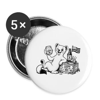 Vaelosek l hermine apéro  - Lot de 5 grands badges (56 mm) - blanc - Devant