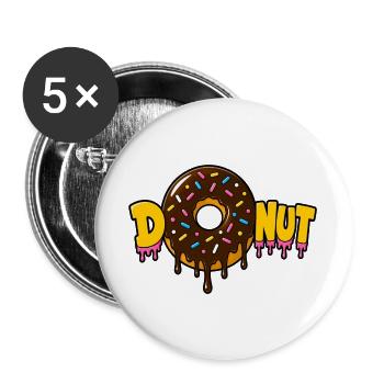 Chocolate Donut - Buttons large 2.2''/56 mm (5-pack) - white - Front