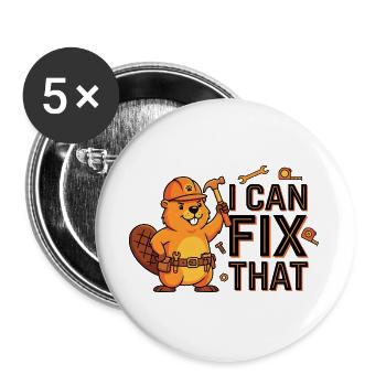 Artisan Beaver - Buttons large 2.2''/56 mm (5-pack) - white - Front