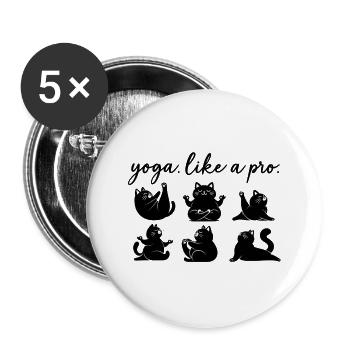 Yoga Cats Funny Cat Yoga Like a Pro - Buttons large 2.2''/56 mm (5-pack) - white - Front