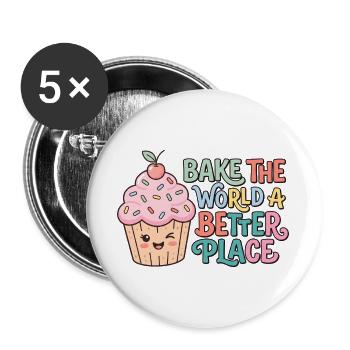 Sweet Cupcake - Buttons large 2.2''/56 mm (5-pack) - white - Front