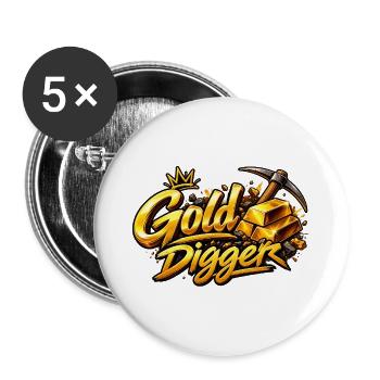 Gold Digger Gloss Motif - Buttons large 2.2''/56 mm (5-pack) - white - Front