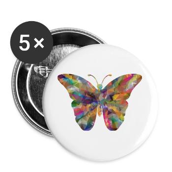 Bunter Polygon-Schmetterling - Buttons groß 56 mm (5er Pack) - Weiß - Vorne
