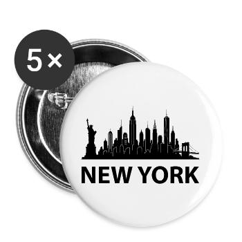 New York Skyline - Buttons large 2.2''/56 mm (5-pack) - white - Front