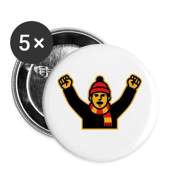 Cheering Soccer Fan Icon - Buttons large 2.2''/56 mm (5-pack) - white - Front