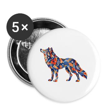 Jeu Patchwork Wolf Colors - Lot de 5 grands badges (56 mm) - blanc - Devant