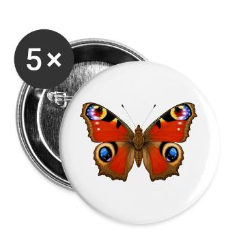 Pfauen-Schmetterling Aglais io Cartoon-Stil - Buttons groß 56 mm (5er Pack) - Weiß - Vorne