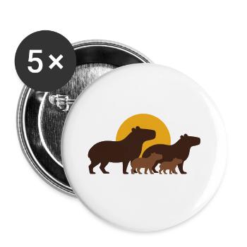 Wasserschwein Familie Sonnenuntergang Silhouette - Buttons groß 56 mm (5er Pack) - Weiß - Vorne