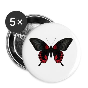 Scharlachschwalbenschwanz-Schmetterling Papilio rumanzovia - Buttons groß 56 mm (5er Pack) - Weiß - Vorne